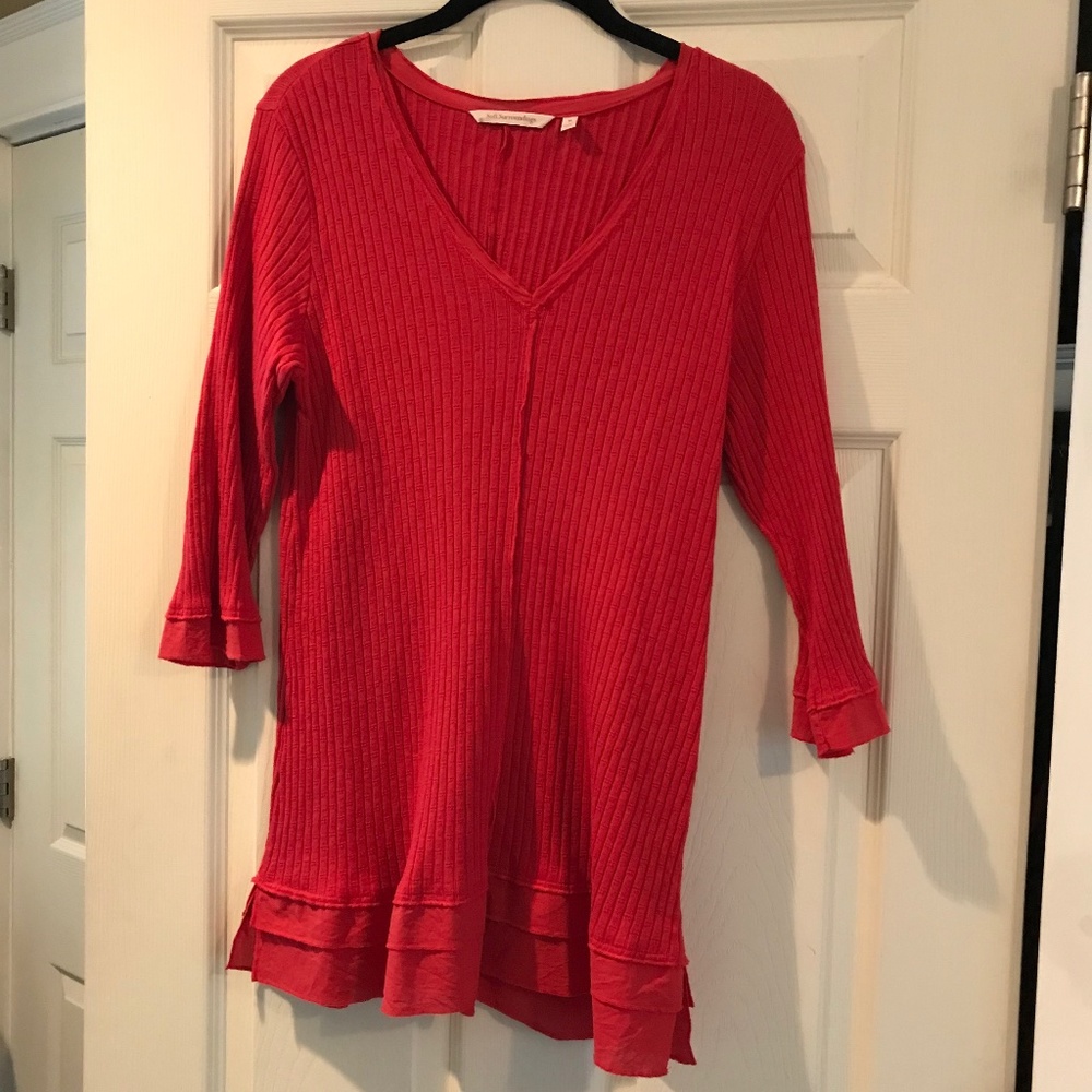 Soft Surroundings Casual Ribbed Top Size Med